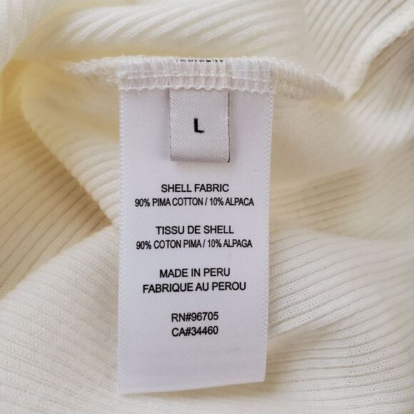 NEW! Rebecca Taylor Ribbed Pima Cotton V-Neck Cardigan - size Large in Ivory. - Picture 12 of 13